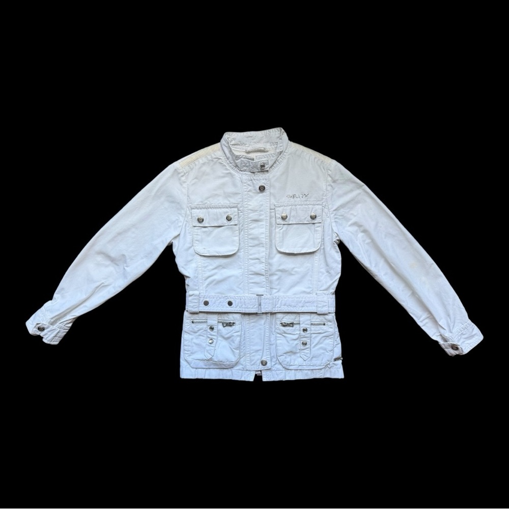 Geox Kids Girl’s White Belted Jacket with 4 Pockets Size 6
